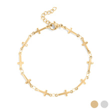 Load image into Gallery viewer, 18K Gold PVD Stainless Steel Cross Chain Bracelet
