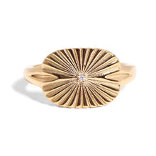 Load image into Gallery viewer, Gold Stainless Steel Cubic Zirconia Sunburst Rectangle Ring