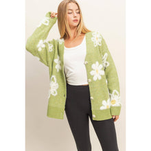 Load image into Gallery viewer, Floral Button Front Soft Sweater Cardigan