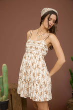 Load image into Gallery viewer, STRIPE FLORAL SLEEVELESS TIERED MINI DRESS