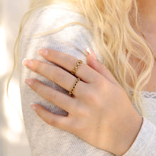 Load image into Gallery viewer, 18k Gold PVD Coated Beaded Stainless Steel CZ Stacking Ring
