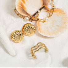 Load image into Gallery viewer, 18K Gold PVD Steel Station Pearl Paperclip Chain Bracelet