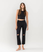 Load image into Gallery viewer, HIGH RISE CROP SLIM STRAIGHT JEANS