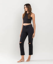 Load image into Gallery viewer, HIGH RISE CROP SLIM STRAIGHT JEANS