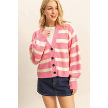 Load image into Gallery viewer, Striped Sweater Cardigan With Button Front