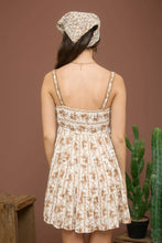 Load image into Gallery viewer, STRIPE FLORAL SLEEVELESS TIERED MINI DRESS