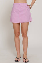 Load image into Gallery viewer, Mid Rise Front Button Down Multi Striped Poplin Skort