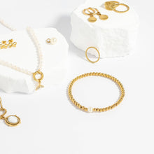Load image into Gallery viewer, 18K Gold PVD Stainless Steel Stretch Bracelet with Pearl