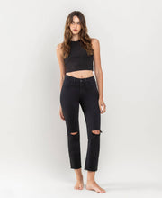 Load image into Gallery viewer, HIGH RISE CROP SLIM STRAIGHT JEANS
