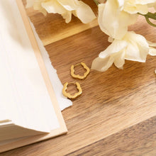 Load image into Gallery viewer, 18K Gold PVD Stainless Steel Flower Huggie Earrings