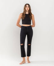 Load image into Gallery viewer, HIGH RISE CROP SLIM STRAIGHT JEANS