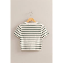 Load image into Gallery viewer, Striped Short Sleeve Crew Neck Crop Top