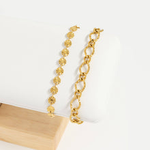Load image into Gallery viewer, 18K Gold PVD Stainless Steel Sunburst Chain Bracelet