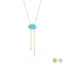 Load image into Gallery viewer, 18K Gold PVD Stainless Steel Turquoise Charm Bolo Necklace