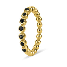 Load image into Gallery viewer, 18k Gold PVD Coated Beaded Stainless Steel CZ Stacking Ring