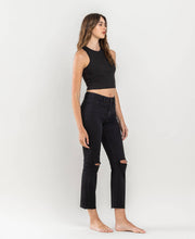 Load image into Gallery viewer, HIGH RISE CROP SLIM STRAIGHT JEANS