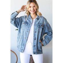 Load image into Gallery viewer, Plus Size Med Wash Distressed Classic Denim Jacket