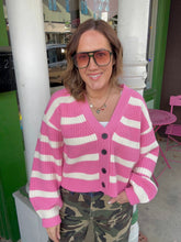 Load image into Gallery viewer, Striped Sweater Cardigan With Button Front