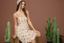 Load image into Gallery viewer, STRIPE FLORAL SLEEVELESS TIERED MINI DRESS