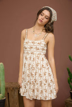 Load image into Gallery viewer, STRIPE FLORAL SLEEVELESS TIERED MINI DRESS
