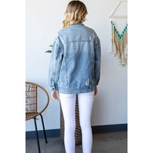 Load image into Gallery viewer, Plus Size Med Wash Distressed Classic Denim Jacket