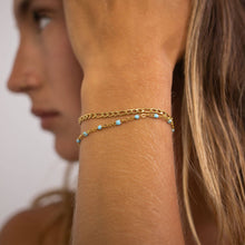 Load image into Gallery viewer, 18K Gold PVD Stainless Steel Turquoise Confetti Bracelet