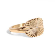 Load image into Gallery viewer, Gold Stainless Steel Cubic Zirconia Sunburst Rectangle Ring