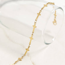 Load image into Gallery viewer, 18K Gold PVD Stainless Steel Cross Chain Bracelet