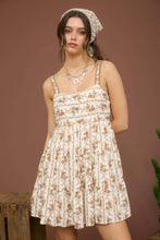 Load image into Gallery viewer, STRIPE FLORAL SLEEVELESS TIERED MINI DRESS
