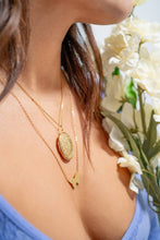 Load image into Gallery viewer, 18K Gold PVD Stainless Steel Textured Oval Locket Pendant