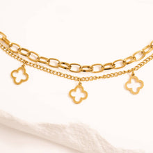 Load image into Gallery viewer, 18K Gold PVD Stainless Steel Lucky Clover Charm Bracelet