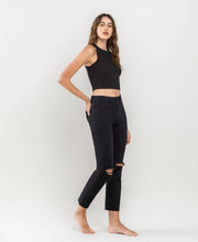 Load image into Gallery viewer, HIGH RISE CROP SLIM STRAIGHT JEANS