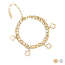 Load image into Gallery viewer, 18K Gold PVD Stainless Steel Lucky Clover Charm Bracelet