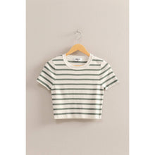 Load image into Gallery viewer, Striped Short Sleeve Crew Neck Crop Top