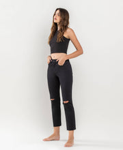 Load image into Gallery viewer, HIGH RISE CROP SLIM STRAIGHT JEANS