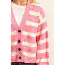 Load image into Gallery viewer, Striped Sweater Cardigan With Button Front
