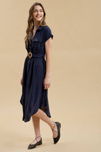 Load image into Gallery viewer, PLUS COLLARED BUTTON DOWN BELTED MIDI DRESS
