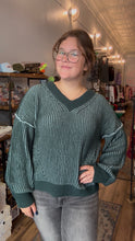 Load image into Gallery viewer, Oversized Two Tone Knit Casual Sweater Top
