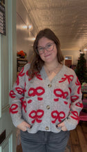 Load image into Gallery viewer, BOW PATTERN BUTTON DOWN KNIT CARDIGAN
