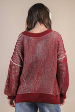 Load image into Gallery viewer, Oversized Two Tone Knit Casual Sweater Top

