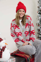 Load image into Gallery viewer, BOW PATTERN BUTTON DOWN KNIT CARDIGAN
