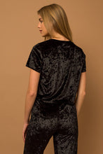 Load image into Gallery viewer, SHORT SLEEVE CREW NECK VELVET TOP
