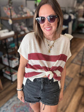 Load image into Gallery viewer, STRIPED DOLMAN SHORT SLEEVE BOXY SWEATER KNIT TOP
