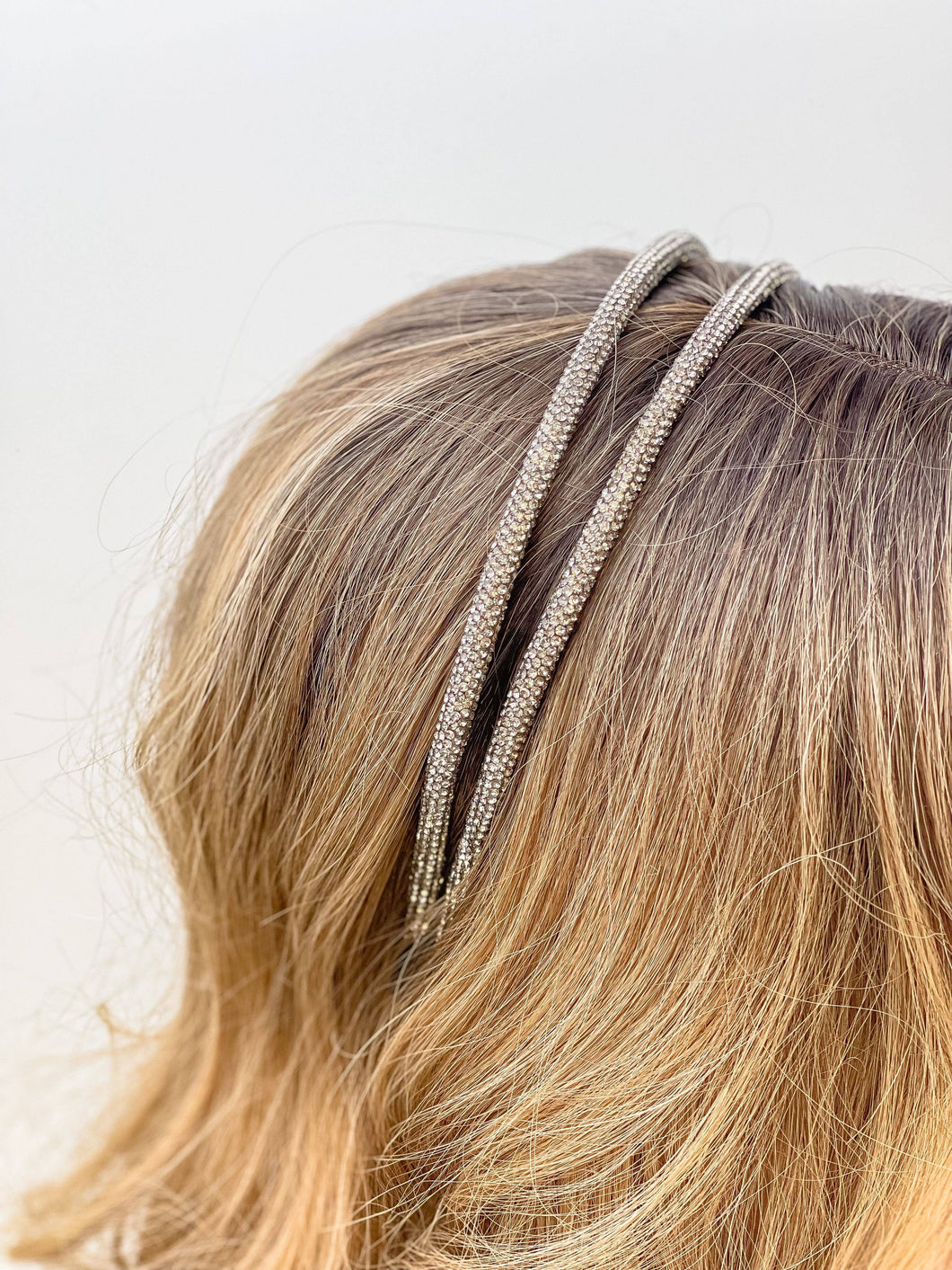 Double Rhinestone Headband - Hematite