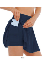 Load image into Gallery viewer, Solid color athletic skorts feature under shorts w/pockets
