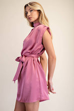 Load image into Gallery viewer, Mock Neck Waist Tie Sleeveless Mini Dress
