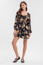 Load image into Gallery viewer, FLORAL LONG SLEEVE BACK TIE MINI DRESS
