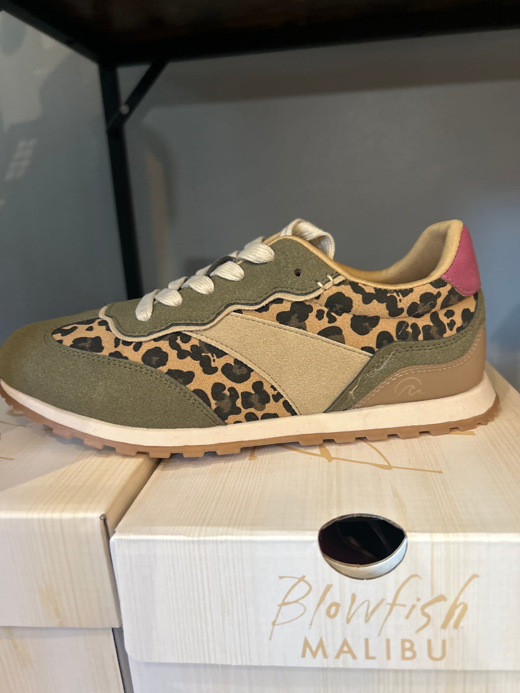 Leopard color block sneakers