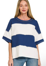 Load image into Gallery viewer, French Terry cloth color block exposed seam top
