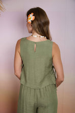 Load image into Gallery viewer, TEXTURED SIDE TIE SLEEVELESS CROP TOP

